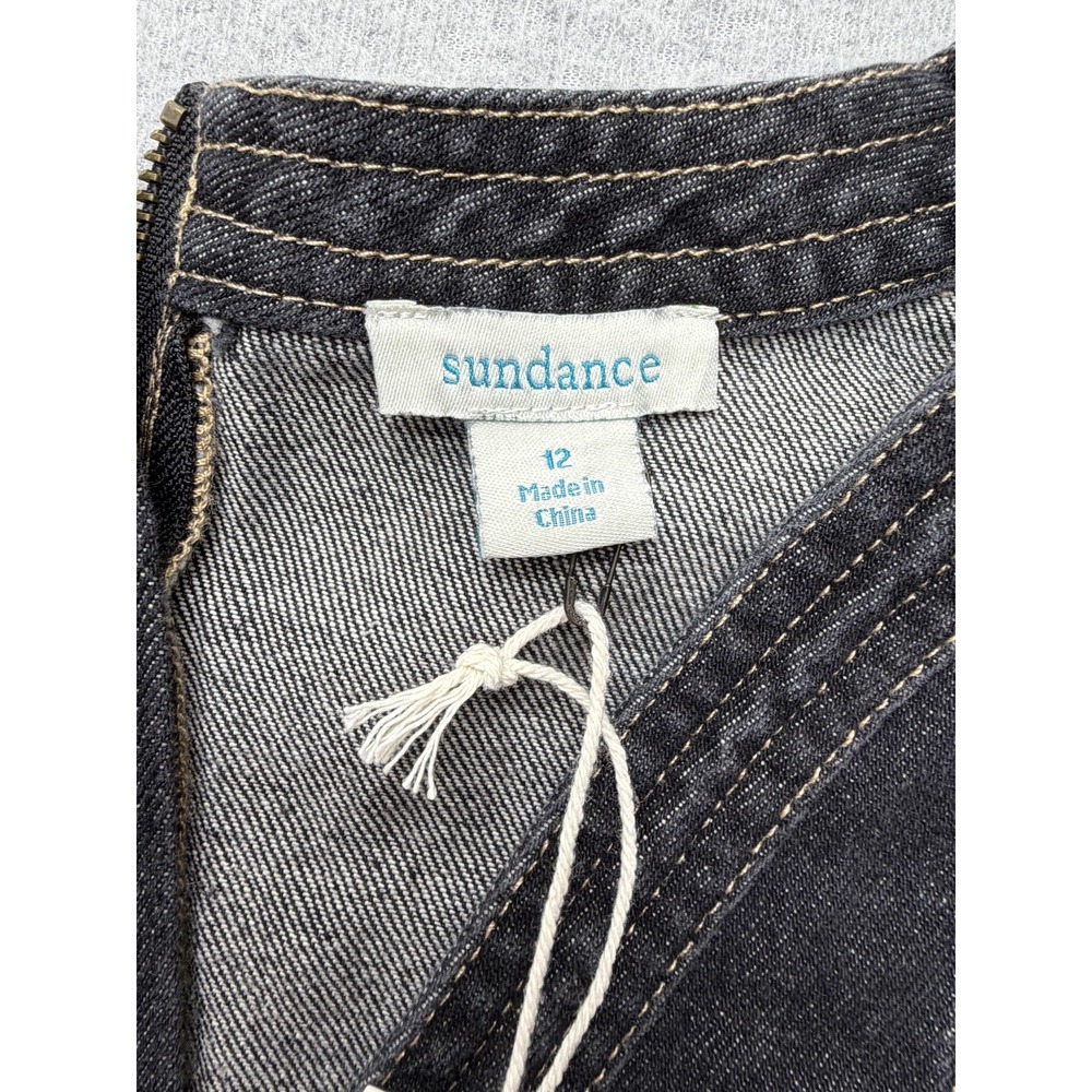 Sundance Poppy Dress Womens 12 Black Denim V Neck Belted Fit Flare Maxi 111396 - Picture 16 of 16